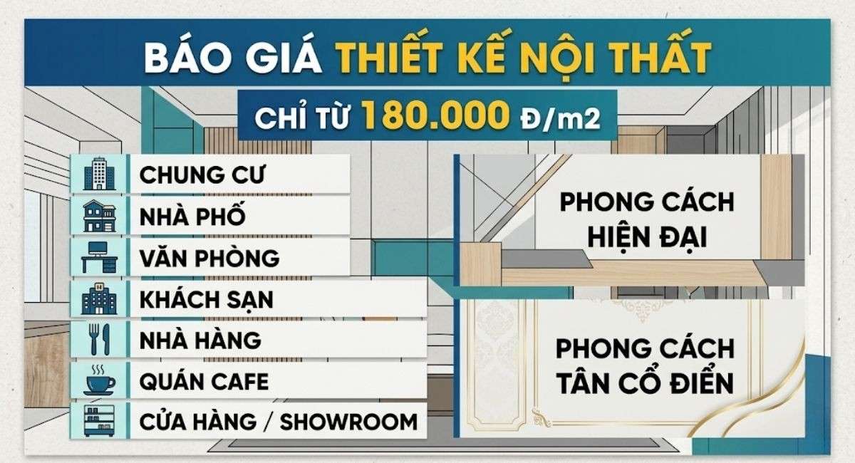 Báo giá thiết kế nội thất cập nhật mới nhất 2026