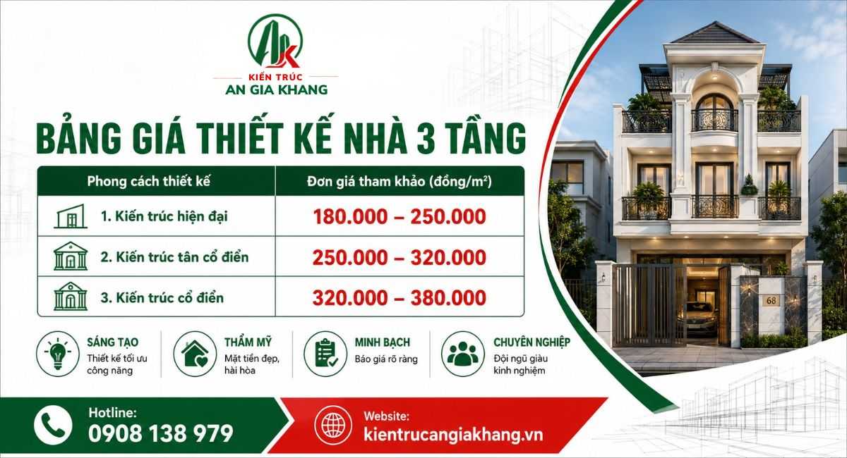 Bảng giá thiết kế công trình