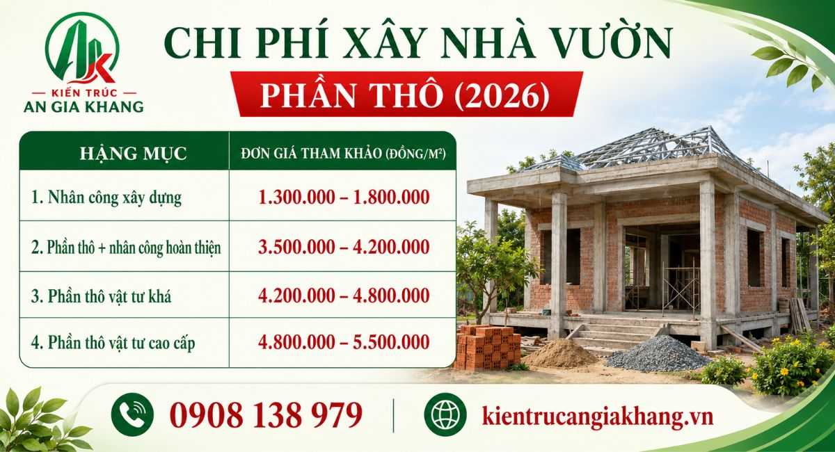 Chi phí xây nhà vườn bao nhiêu tiền?