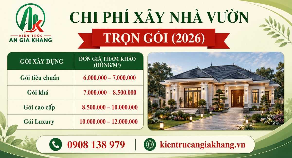 Chi phí xây nhà vườn bao nhiêu tiền?
