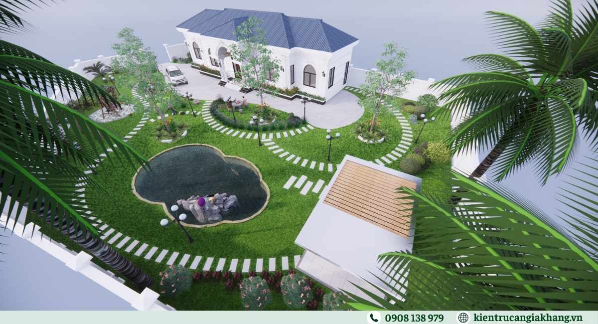 Mẫu biệt thự đẹp có sân vườn, dạng nhà vườn
