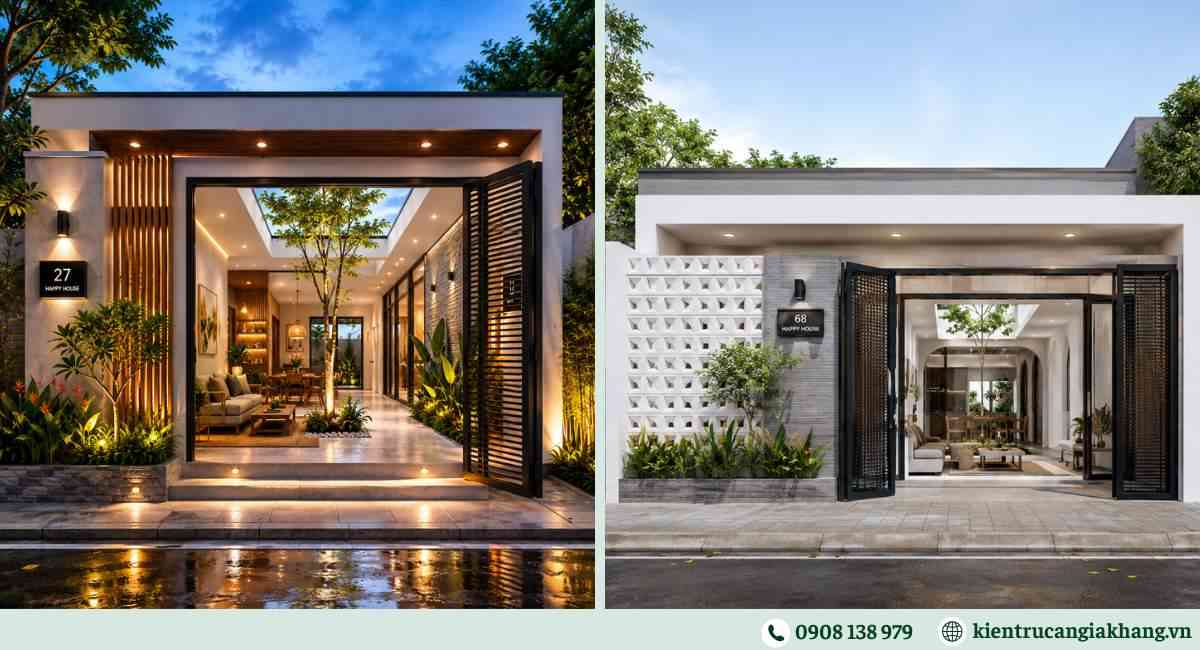Nhà phố 1 tầng có giếng trời