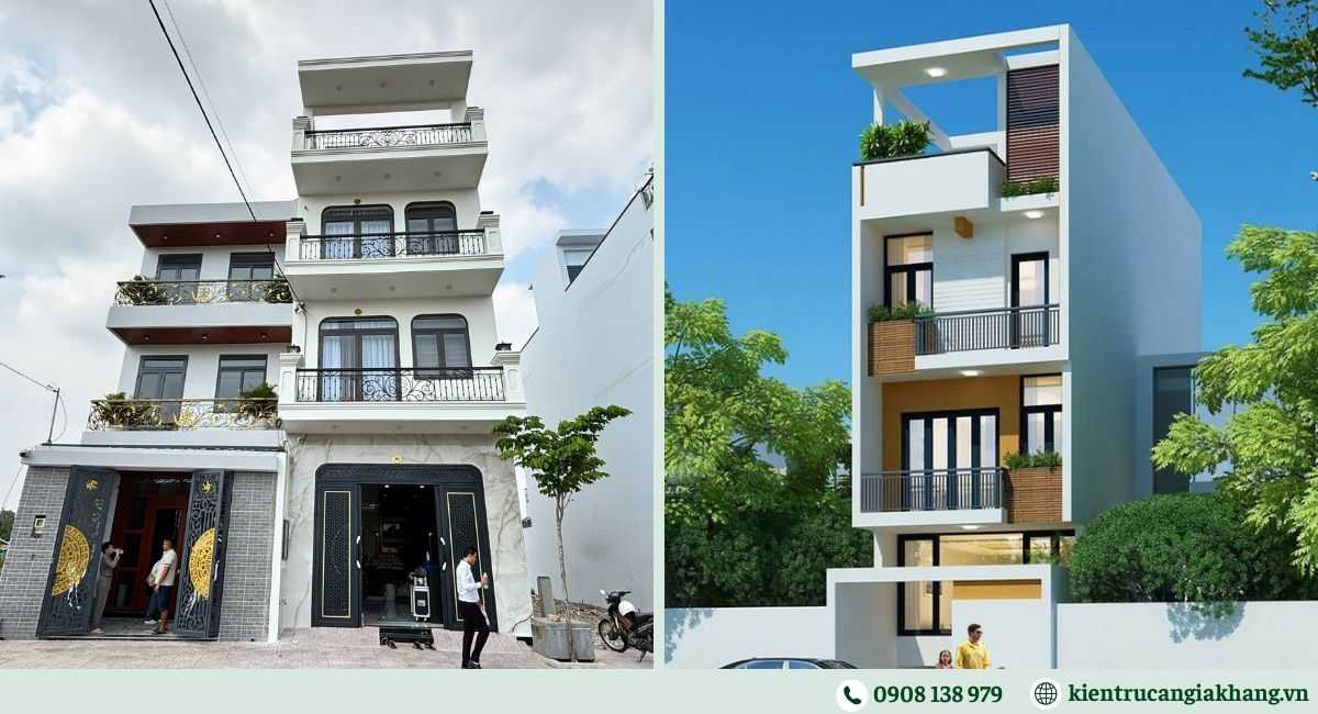 Mẫu nhà phố 3 tầng 4 phòng ngủ