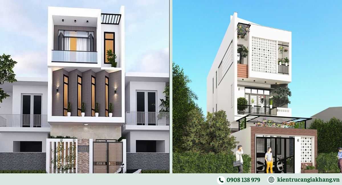 Mẫu nhà phố 3 tầng có giếng trời