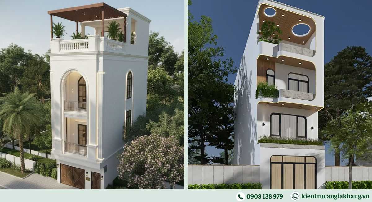 Mẫu nhà phố 3 tầng có sân thượng