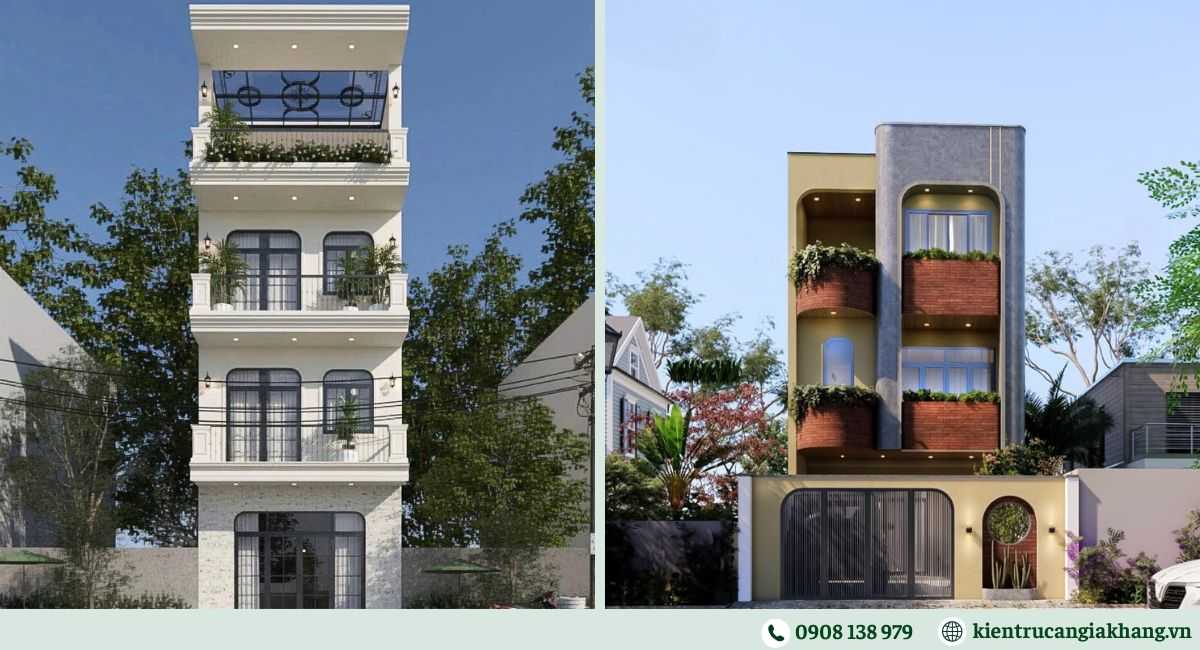 Mẫu nhà phố 3 tầng đẹp mái bằng