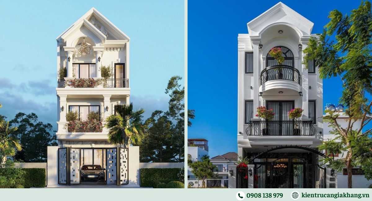 Mẫu nhà phố 3 tầng đẹp mái Thái
