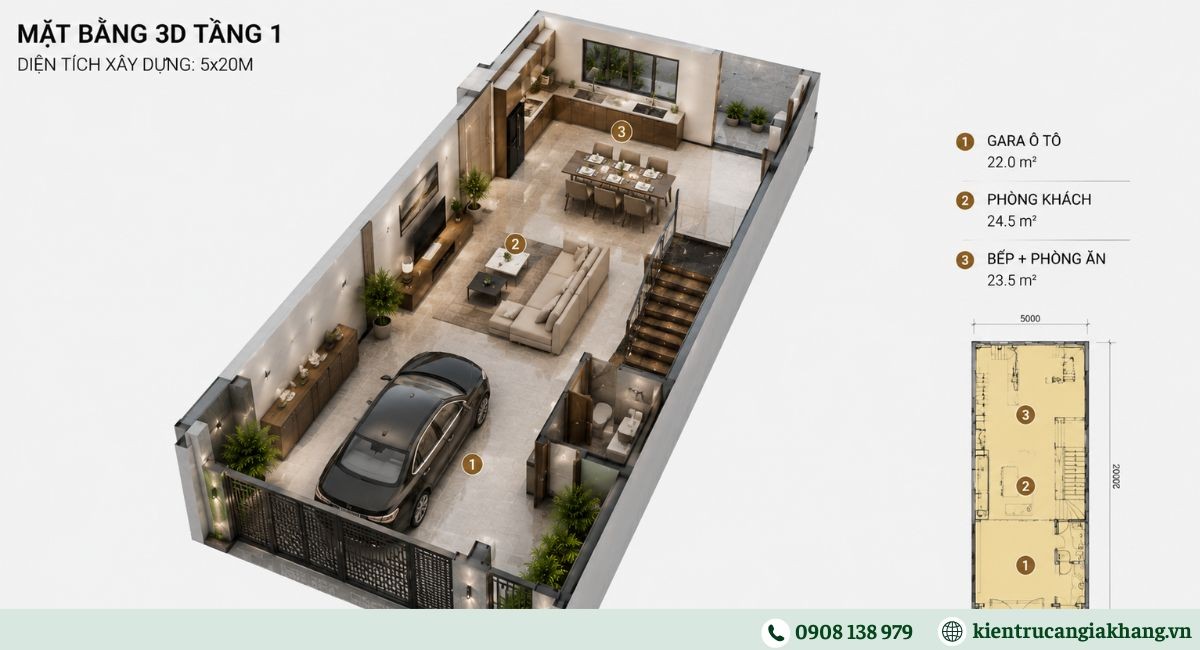 Cách bố trí công năng nhà phố 4 tầng