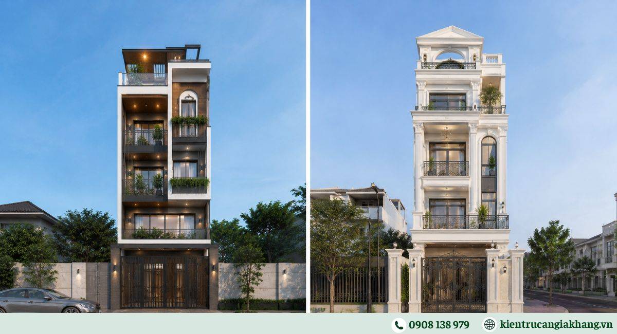 Mẫu nhà phố 4 tầng 1 tum mở rộng không gian