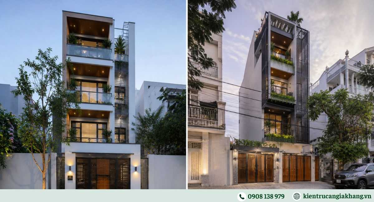 Mẫu nhà phố 4 tầng có thang máy tiện nghi