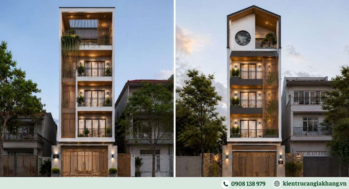 Mẫu nhà phố 4 tầng phong cách Japandi