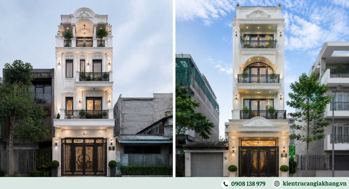 Mẫu nhà phố 4 tầng tân cổ điển