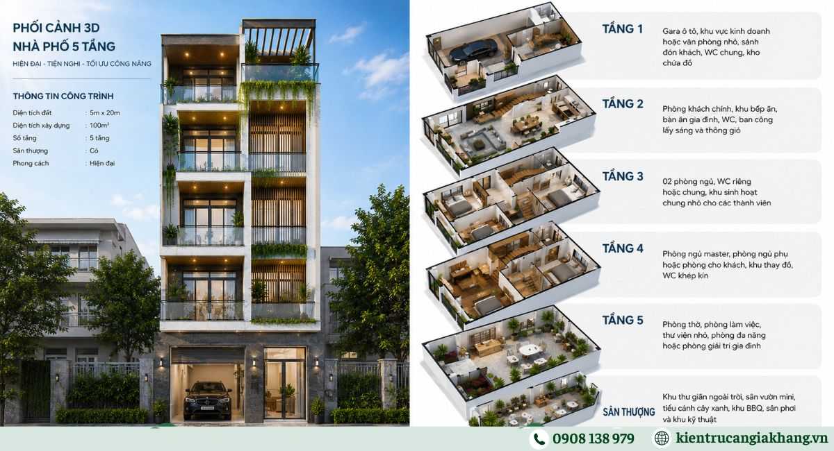 Giải pháp bố trí công năng nhà phố