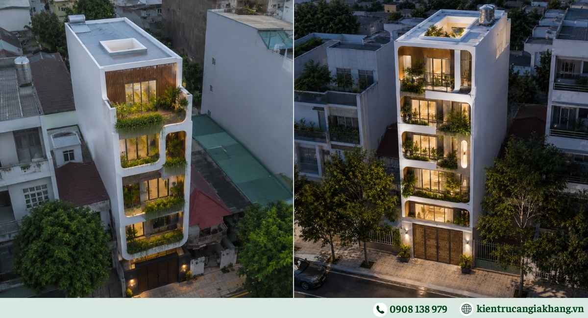 Mẫu nhà phố 5 tầng có giếng trời