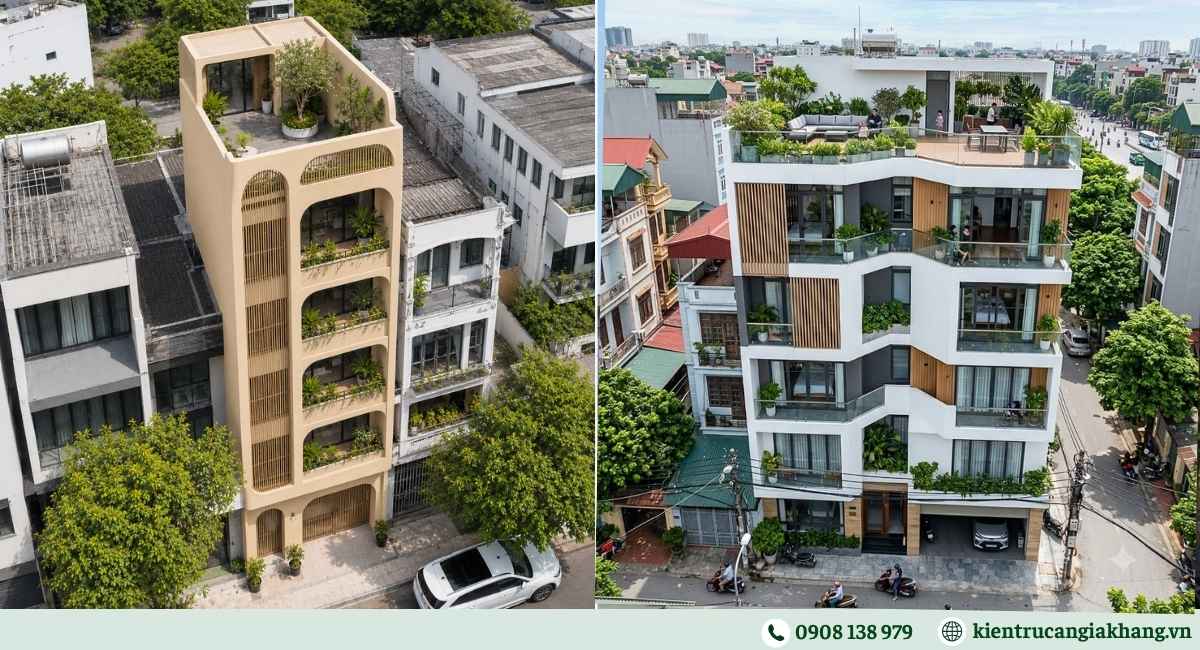 Mẫu nhà phố 5 tầng có sân thượng