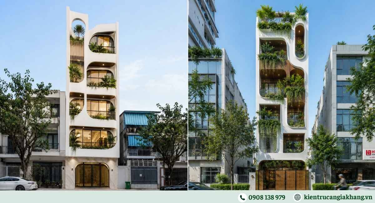 Mẫu nhà phố 5 tầng phong cách Xanh
