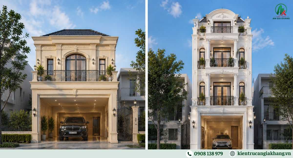 Nhà phố tân cổ điển có gara ô tô