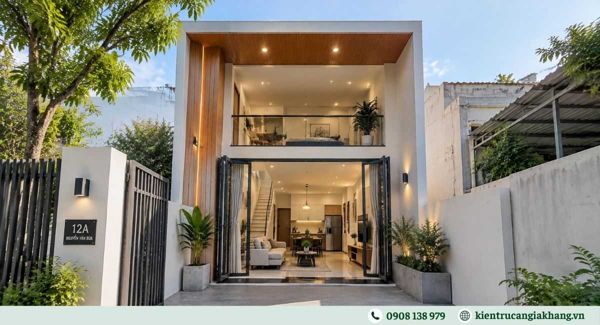 Mẫu nhà 1 trệt 1 lửng hiện đại