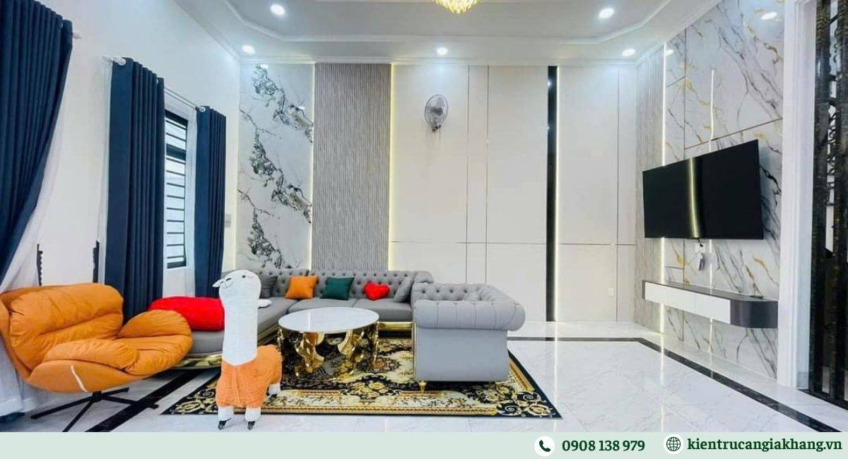 Thi công phòng khách nhà phố