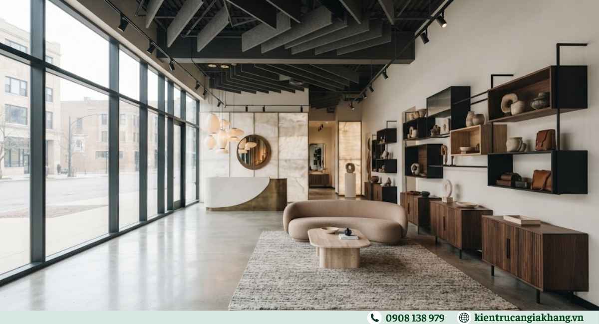Không gian trưng bày showroom khoa học với hệ thống chiếu sáng hiện đại