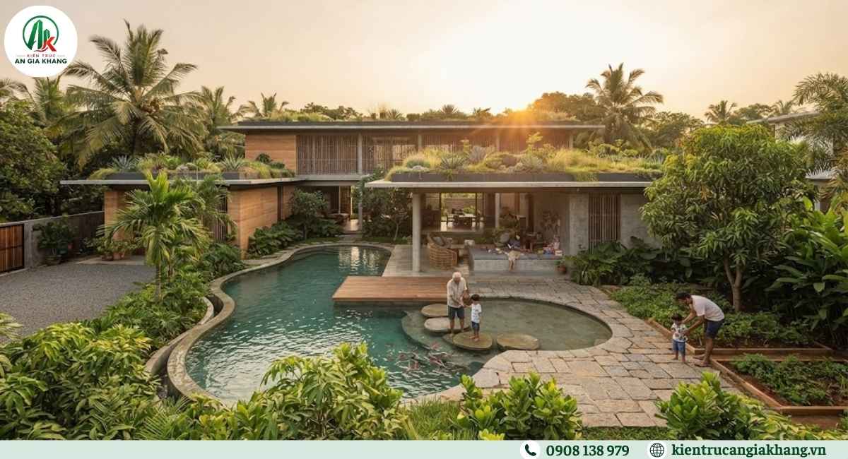 Mẫu biệt thự nhà vườn có hồ bơi