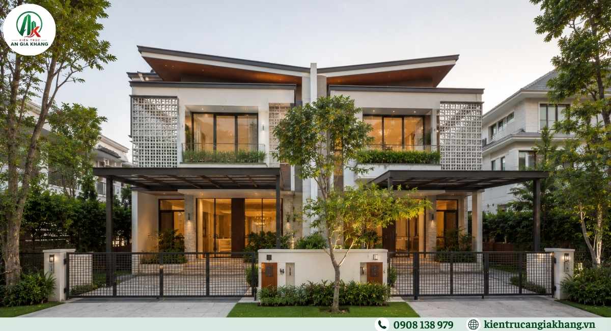 Thiết kế biệt thự song lập thông thoáng