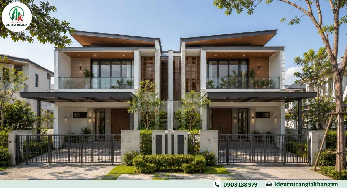 Mẫu biệt thự song lập 2 tầng