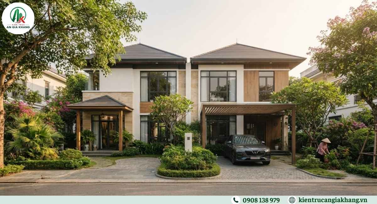 Mẫu biệt thự song lập hiện đại