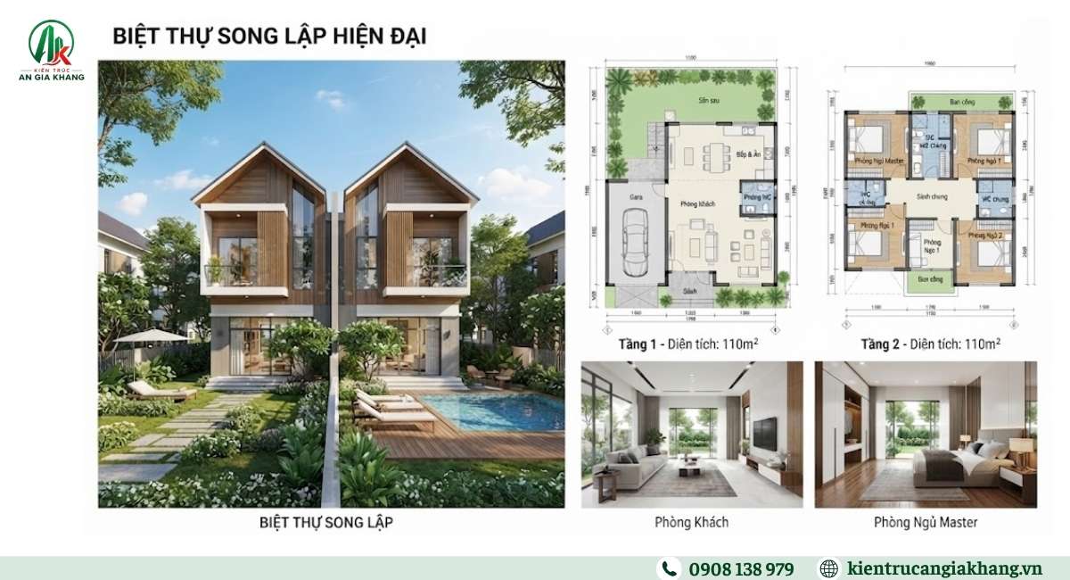 gian phòng của biệt thự song lập