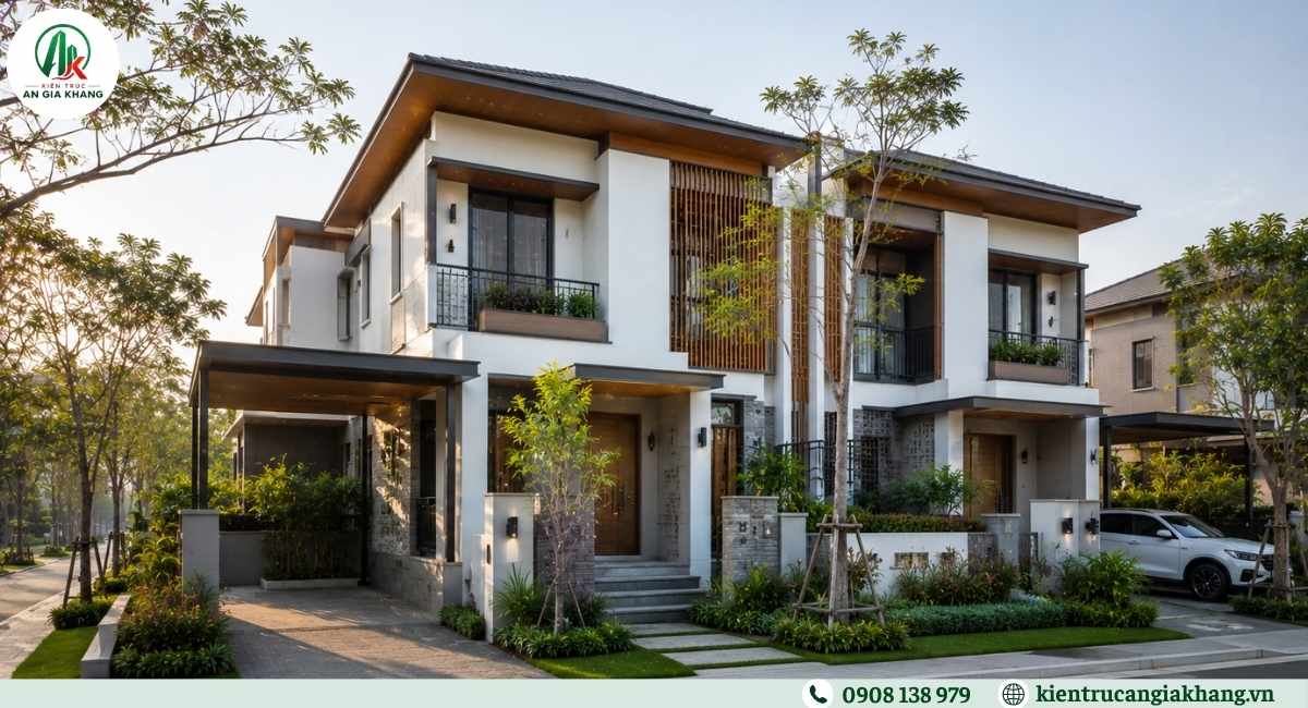 Mẫu biệt thự song lập đẹp hiện đại