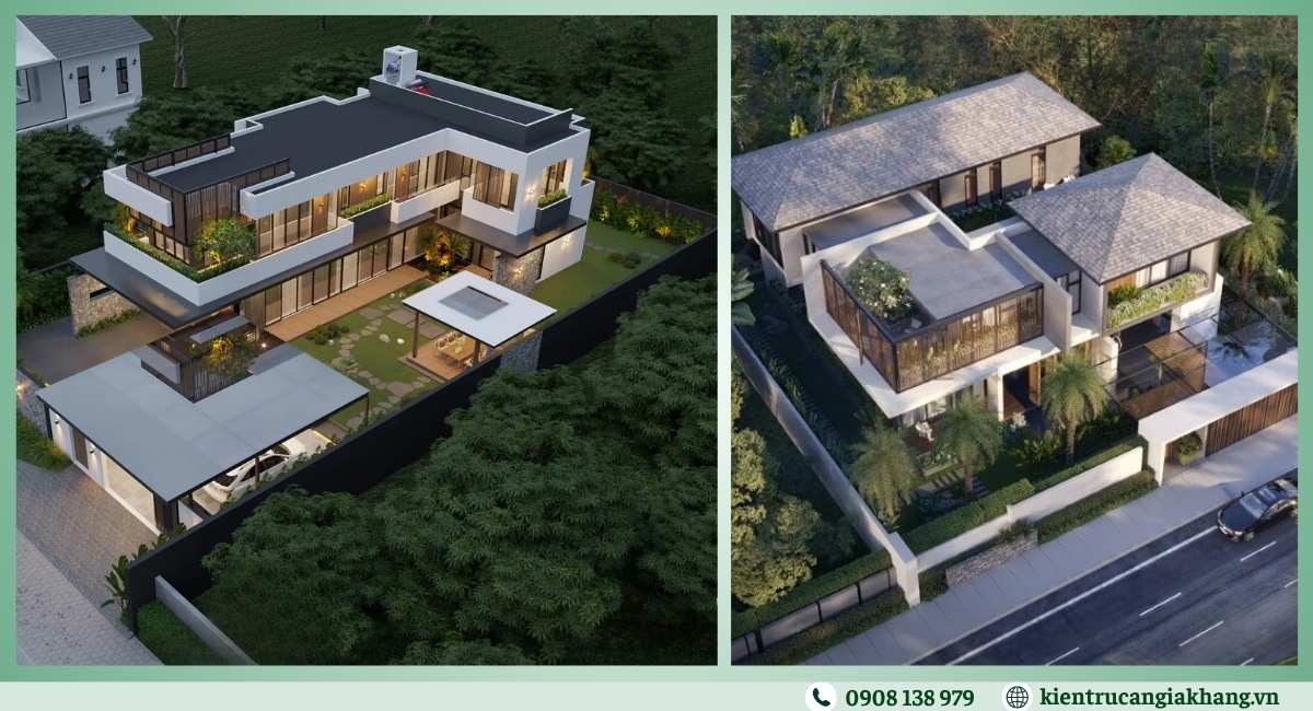 Biệt thự vườn 2 tầng cân bằng không gian sử dụng và cảnh quan