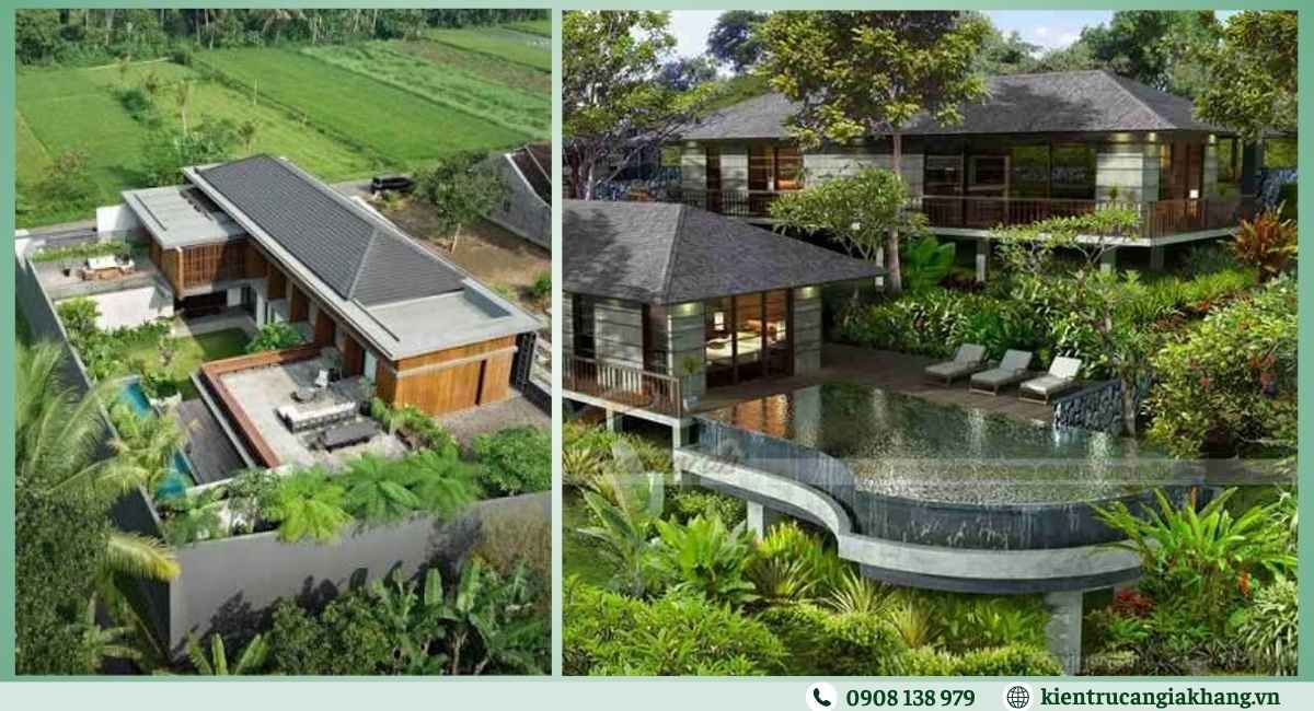 Biệt thự vườn phong cách Bali resort với hồ bơi vô cực