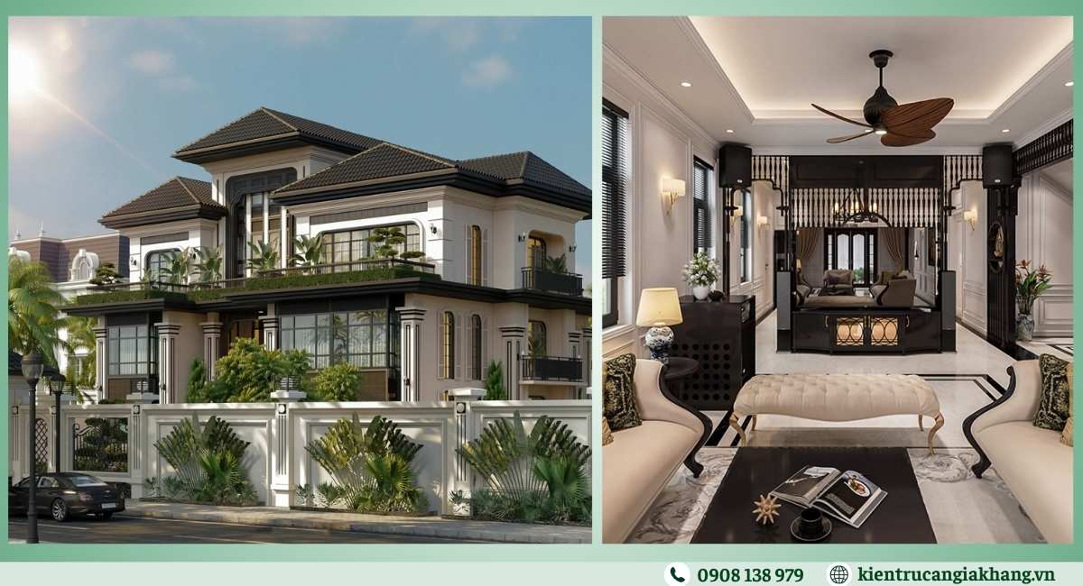 Biệt thự vườn phong cách Indochine với mái ngói âm dương