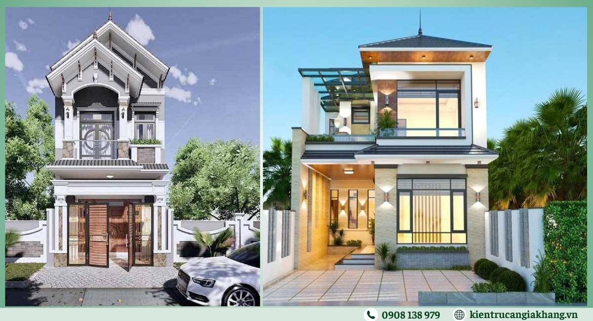 Mẫu nhà 1 trệt 1 lầu mái Thái