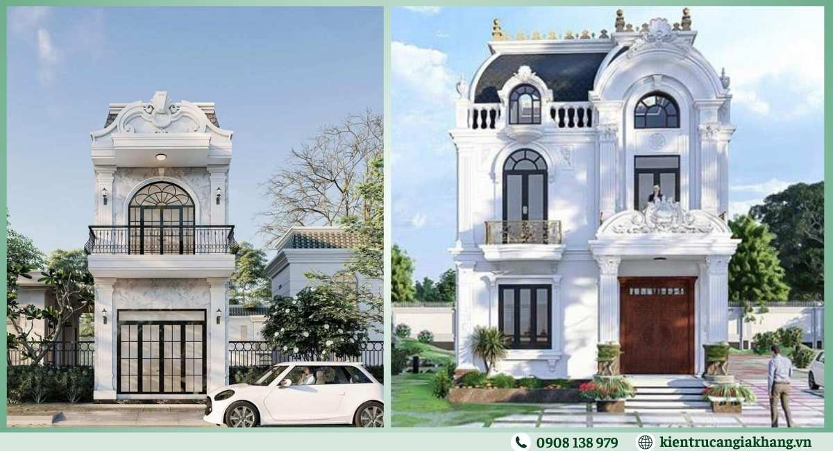 Mẫu nhà 1 trệt 1 lầu phong cách tân cổ điển