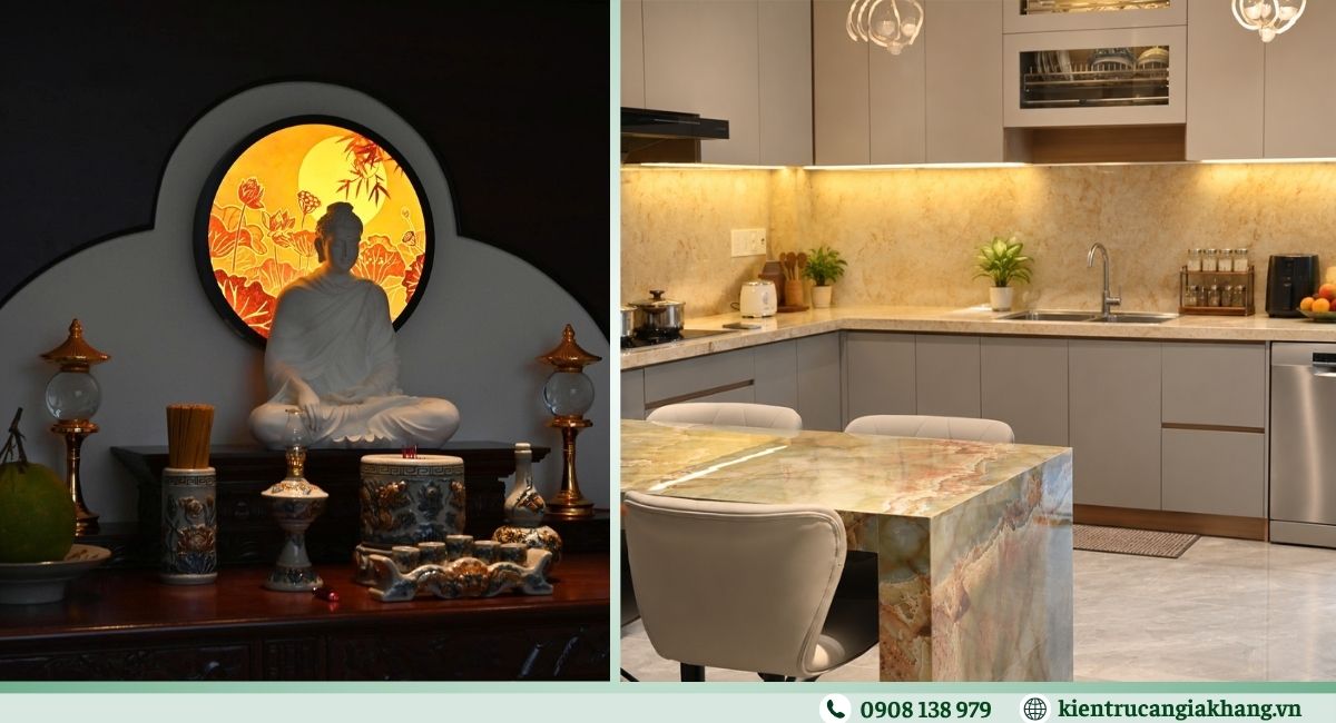 Lưu ý phong thủy vị trí phòng thờ, phòng bếp cho nhà 1 trệt 1 lầu