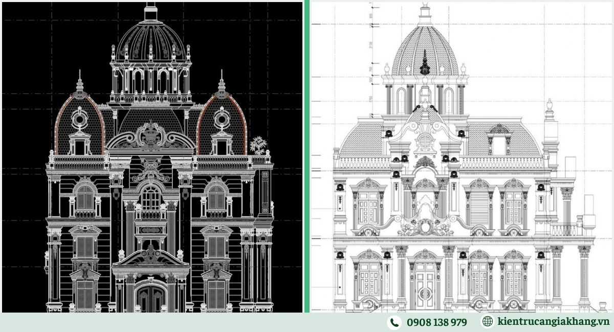 Bản vẽ và bố trí công năng nhà phố cổ điển