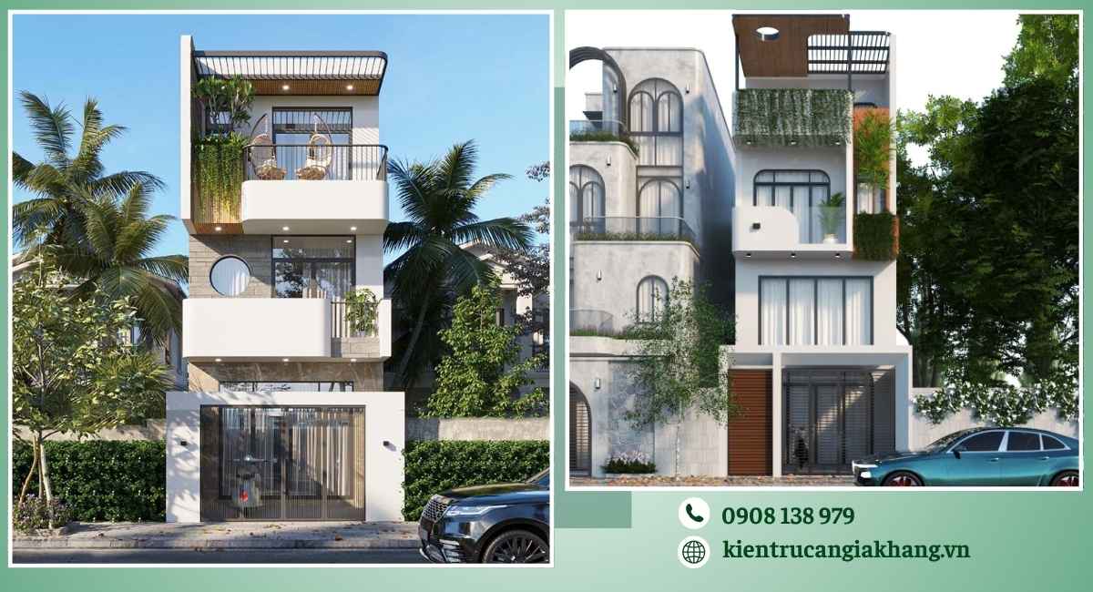 Nhà phố có giếng trời và cây xanh tối ưu ánh sáng