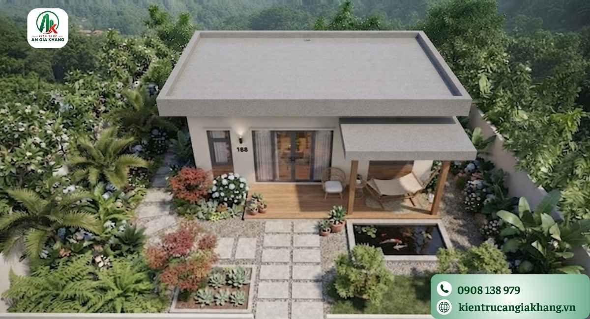 thiết kế nhà vườn 1 tầng đơn giản