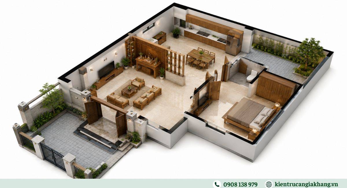 Công năng nhà 1 trệt 1 lầu