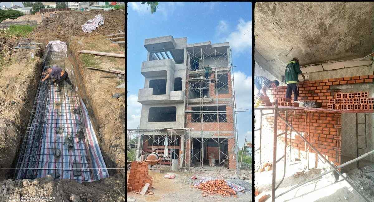 Cạc hạng mục xây nhà phần thô
