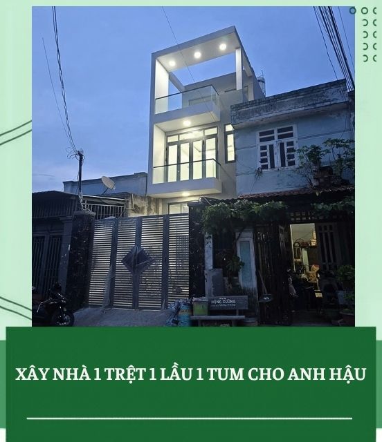 Xây nhà 1 trệt 1 lầu 1 tum tại Hóc Môn – Dự án thực tế anh Hậu